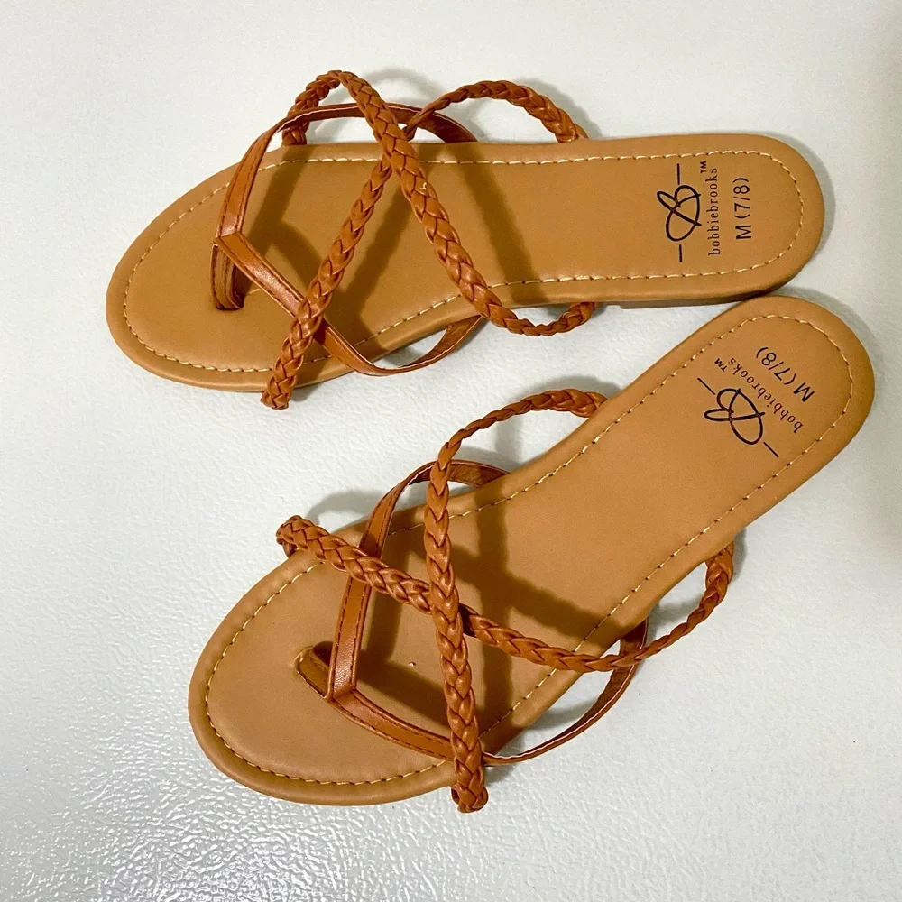 BOBBIEBROOKS Crown Braided Flat Sandals Flat Shoes Sz M7/8